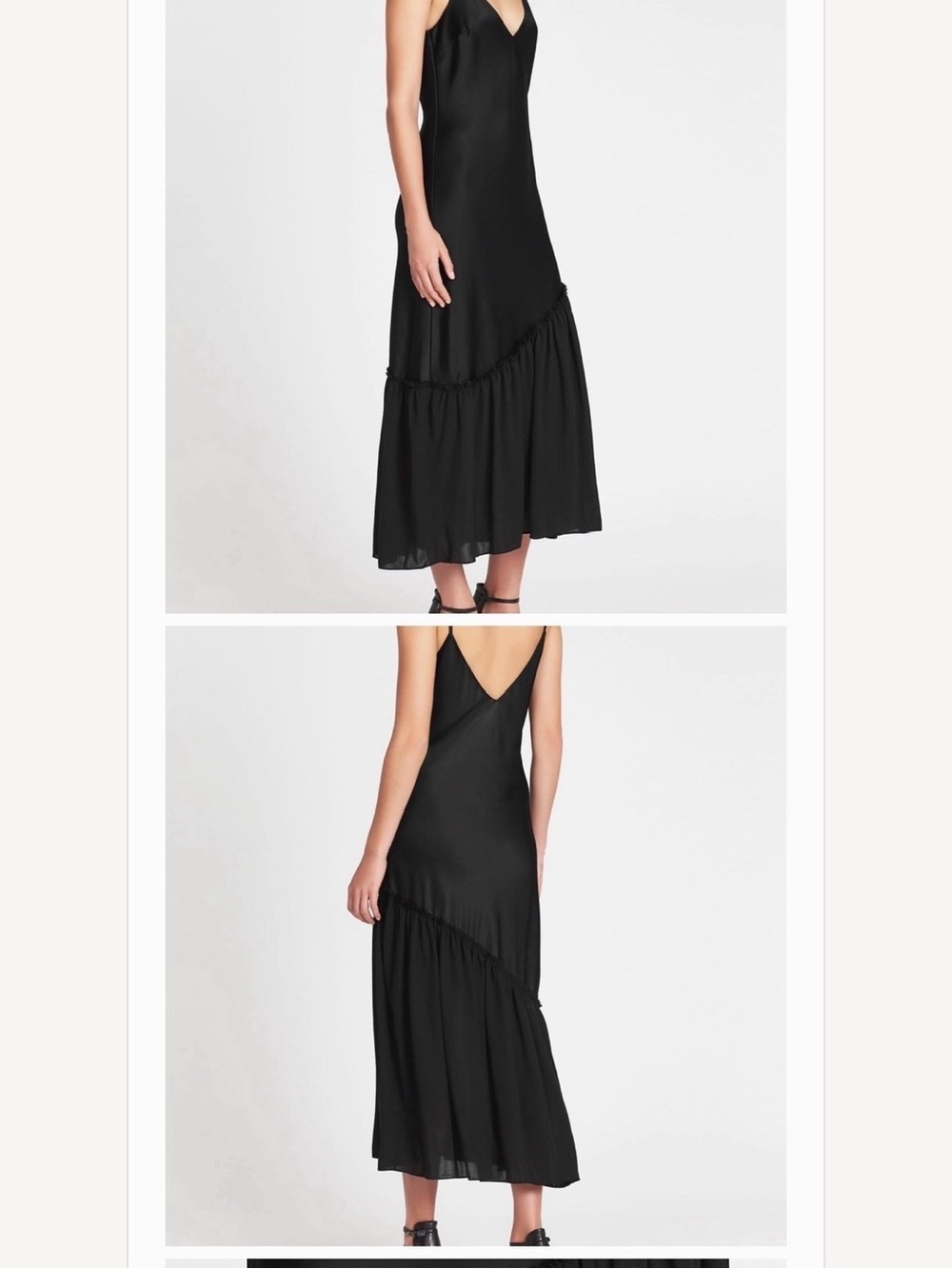 Frame Black V-Neck Slip Dress with Asymmetric Ruffle - Picture 4 of 4